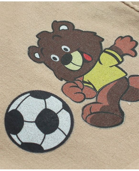 Babyhug Cotton Spandex Bear Printed Shorts -  Beige