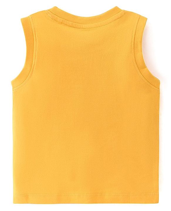 Babyhug 100% Cotton Knit Sleeveless T-Shirts with Text & Animal Graphics Pack of 3 - Multicolor
