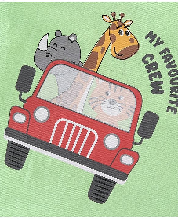 Babyhug 100% Cotton Knit Sleeveless T-Shirts with Text & Animal Graphics Pack of 3 - Multicolor