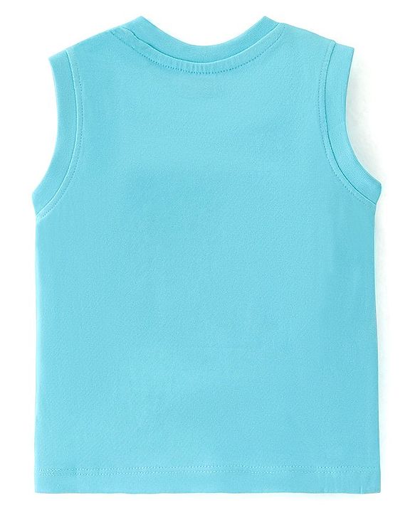 Babyhug 100% Cotton Knit Sleeveless T-Shirts with Text & Animal Graphics Pack of 3 - Multicolor