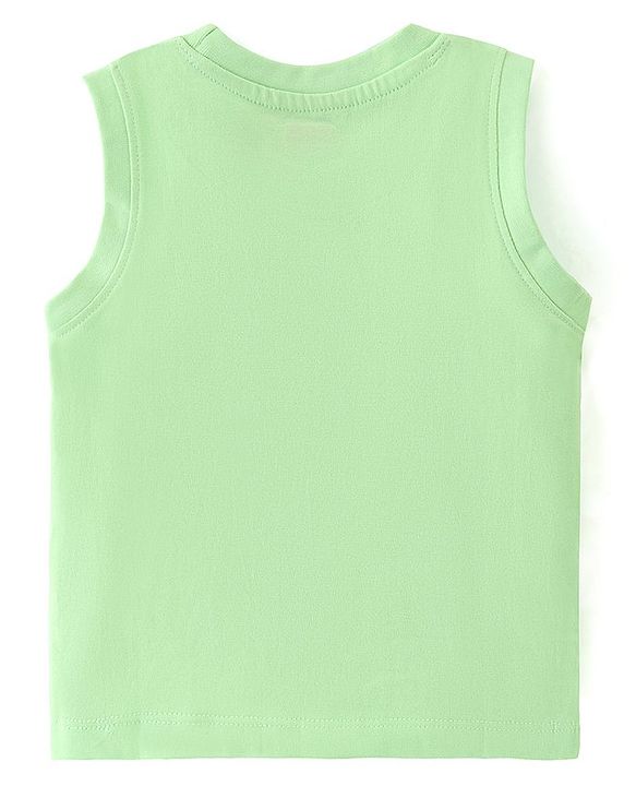 Babyhug 100% Cotton Knit Sleeveless T-Shirts with Text & Animal Graphics Pack of 3 - Multicolor