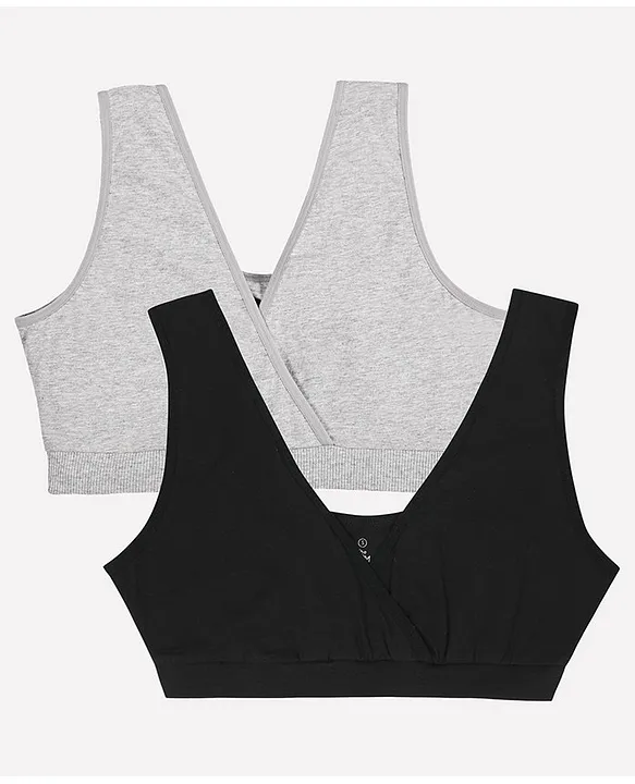 The Mom Store Pack Of 2 Sleeveless Solid Maternity Nursing Sleep Bra Black  & Grey Online in India, Buy at Best Price from  - 15657597