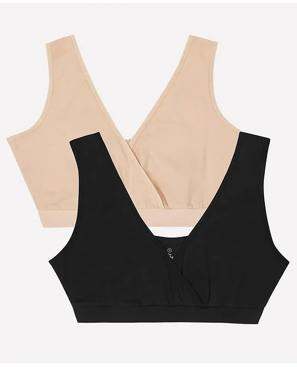 The Mom Store Pack Of 2 Sleeveless Solid Maternity Nursing Sleep Bra Beige  & Black Online in India, Buy at Best Price from  - 15657608