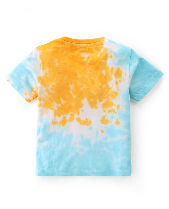 Babyhug 100% Cotton Knit Half Sleeves T-Shirt With Boat Print -Yellow  Blue & White