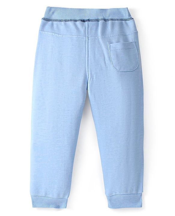 Babyhug Cotton Looper Knit Full Length Lounge Pant Text Print - Blue