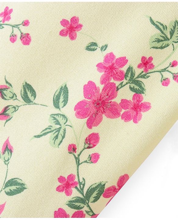 Babyhug Cotton Looper Knit Full Length Lounge  Pant Floral Print -  Yellow