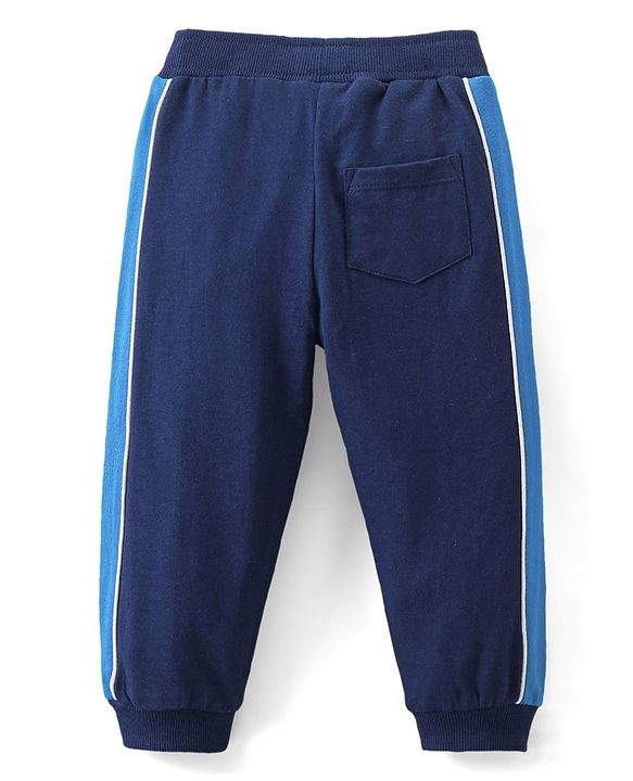 Babyhug Cotton Looper Knit Full Length Lounge Pant Text Print - Navy Blue