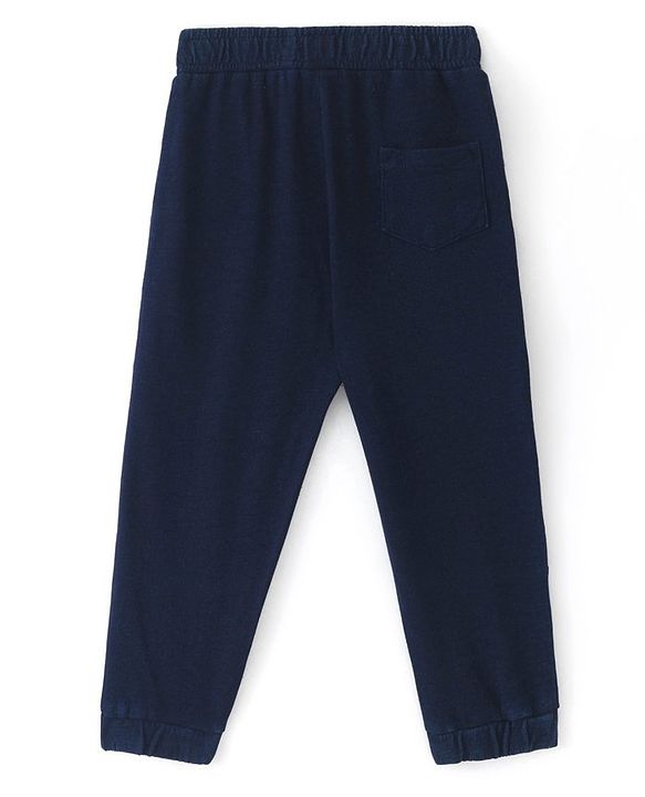 Babyhug Cotton Knit Full Length Solid Lounge Pant - Navy Blue