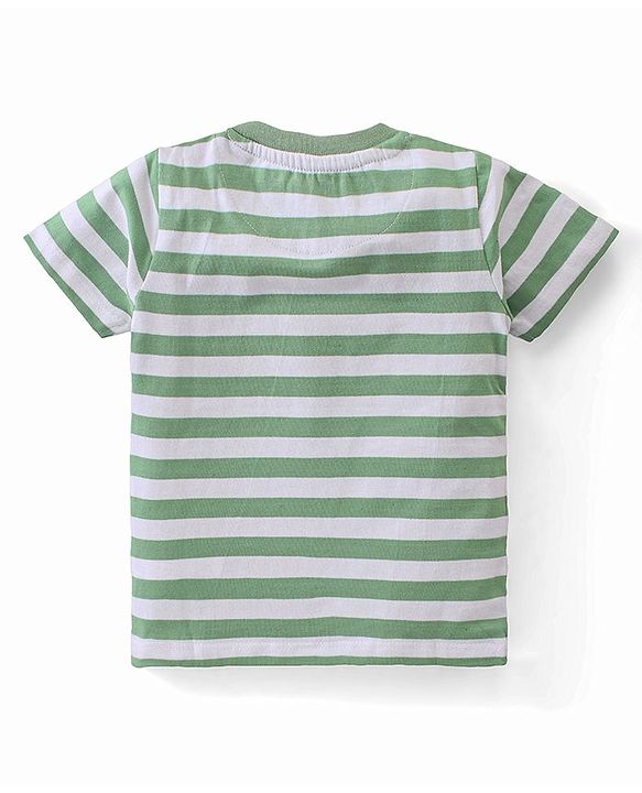 Babyhug 100% Cotton Knit Single Jersey Half Sleeves T-Shirt & Shorts With Text & Lion Embroidery - Green & Beige