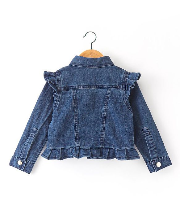 Babyhug Woven Sleeveless Frock with Denim Jacket Heart Print - Multicolour