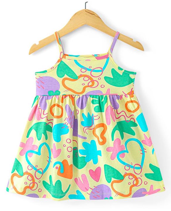Babyhug Woven Sleeveless Frock with Denim Jacket Heart Print - Multicolour