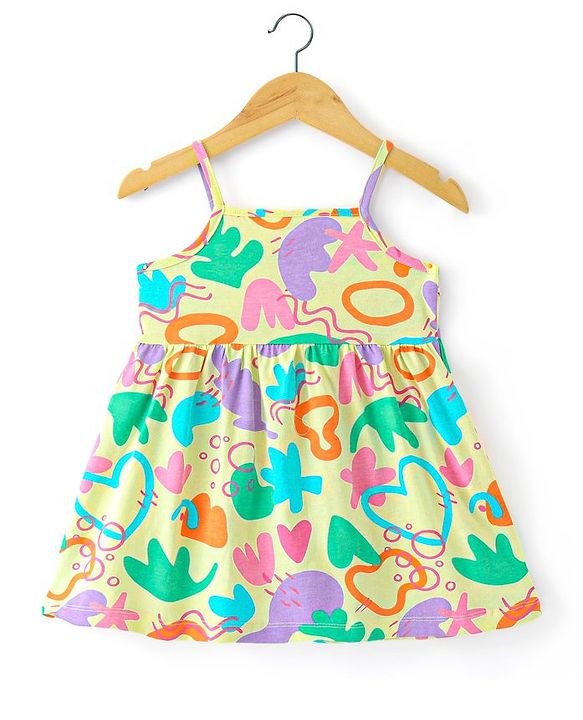 Babyhug Woven Sleeveless Frock with Denim Jacket Heart Print - Multicolour