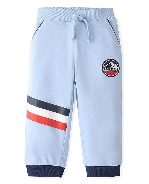 Babyhug Cotton Looper Knit Lounge Pant Text Print - Blue
