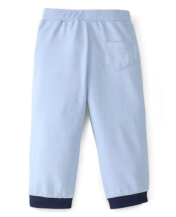 Babyhug Cotton Looper Knit Lounge Pant Text Print - Blue