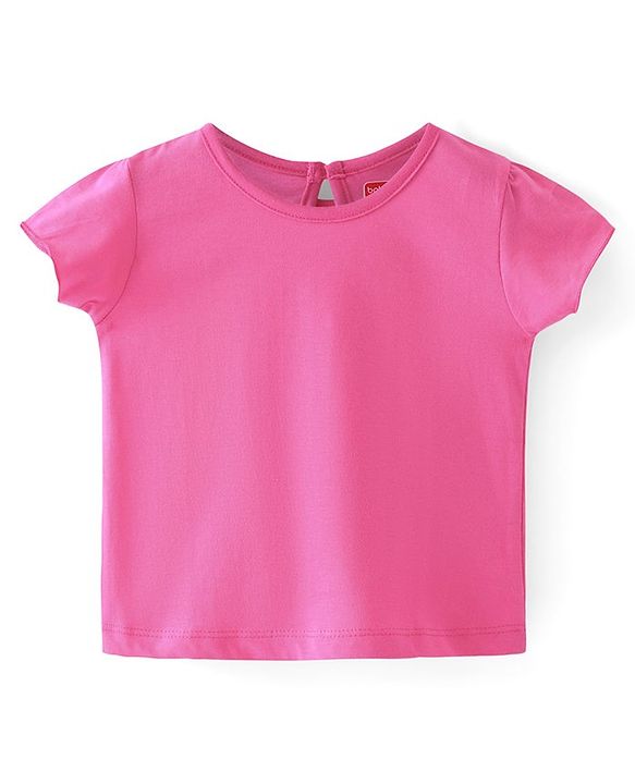 Babyhug Cotton Jersey Knit Frock with Half Sleeves  Inner T-Shirt Floral Print - Multicolor