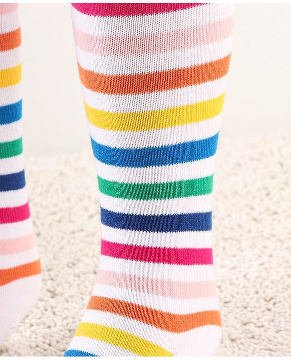 Cute Walk by Babyhug Anti Bacterial Footed Striped Tights  - Multicolor