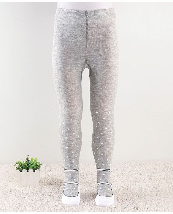 Cute Walk by Babyhug  Anti Bacterial Footed Tights Polka Dot Design - Grey