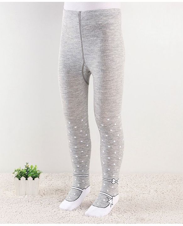 Cute Walk by Babyhug  Anti Bacterial Footed Tights Polka Dot Design - Grey