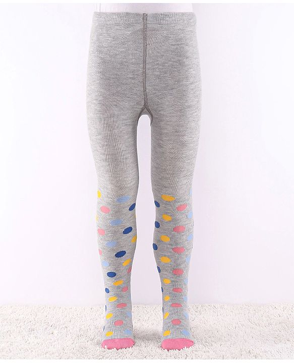 Cute Walk by Babyhug Anti Bacterial Footed  Tights Stripes & Polka Dot Design Pack of 2 - Multicolor