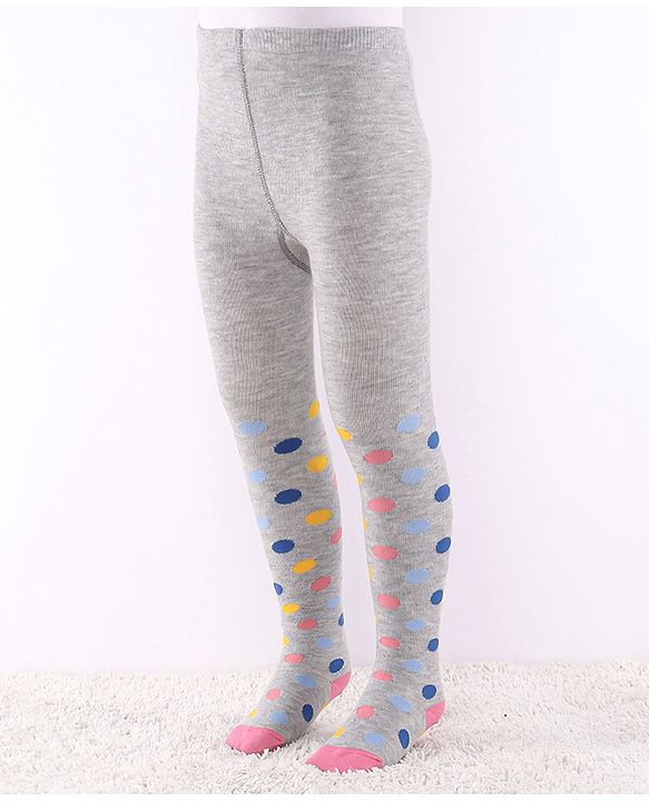 Cute Walk by Babyhug Anti Bacterial Footed  Tights Stripes & Polka Dot Design Pack of 2 - Multicolor