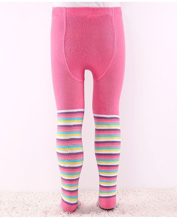 Cute Walk by Babyhug Anti Bacterial Footed  Tights Stripes & Polka Dot Design Pack of 2 - Multicolor