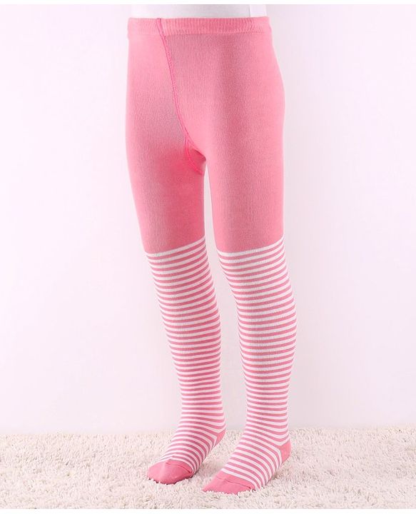 Cutewalk by Babyhug Anti-Bacterial Tights Unicorn & Stripes Print Pack of 2 - Pink & Blue