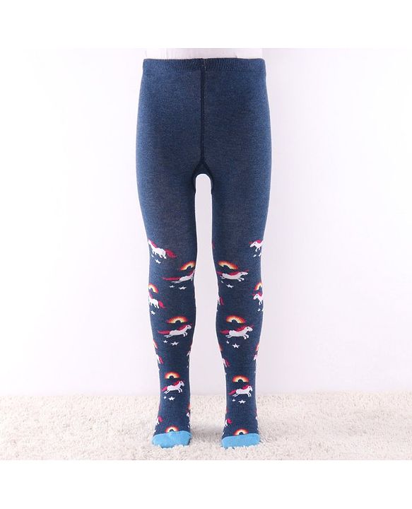 Cutewalk by Babyhug Anti-Bacterial Tights Unicorn & Stripes Print Pack of 2 - Pink & Blue