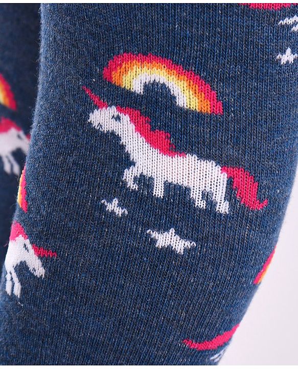Cutewalk by Babyhug Anti-Bacterial Tights Unicorn & Stripes Print Pack of 2 - Pink & Blue