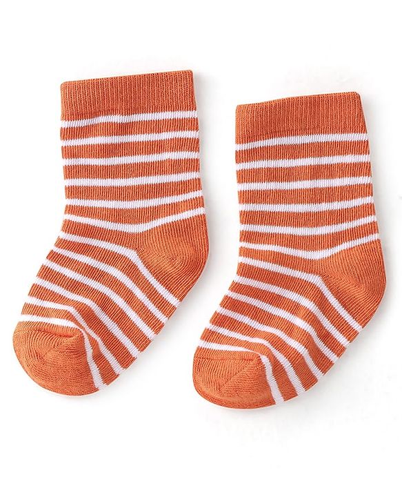 Cute Walk By Babyhug Anti-Bacterial Ankle Length Socks Striped  & Fruit Design Pack Of 3-  Red White & Blue
