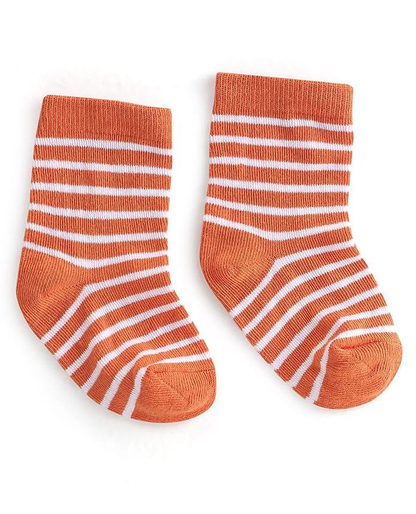 Cute Walk By Babyhug Anti-Bacterial Ankle Length Socks Striped  & Fruit Design Pack Of 3-  Red White & Blue