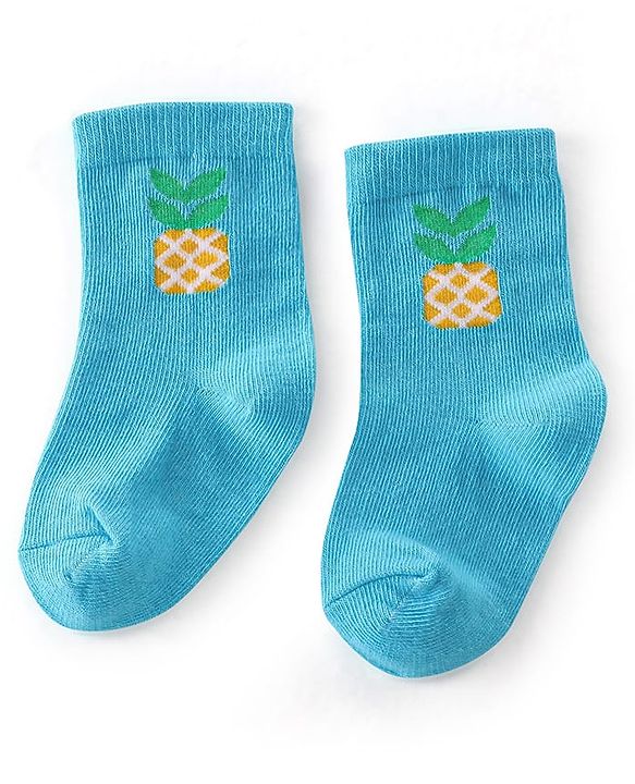 Cute Walk By Babyhug Anti-Bacterial Ankle Length Socks Striped  & Fruit Design Pack Of 3-  Red White & Blue