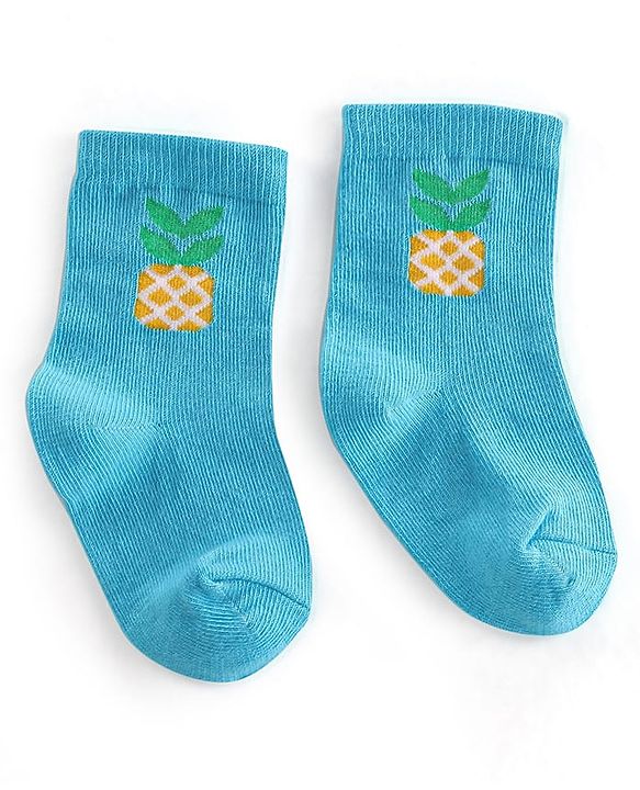 Cute Walk By Babyhug Anti-Bacterial Ankle Length Socks Striped  & Fruit Design Pack Of 3-  Red White & Blue