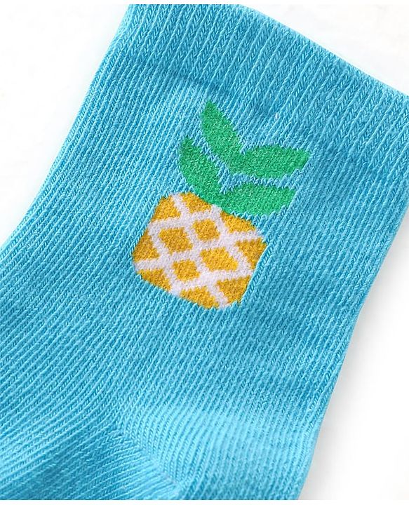 Cute Walk By Babyhug Anti-Bacterial Ankle Length Socks Striped  & Fruit Design Pack Of 3-  Red White & Blue