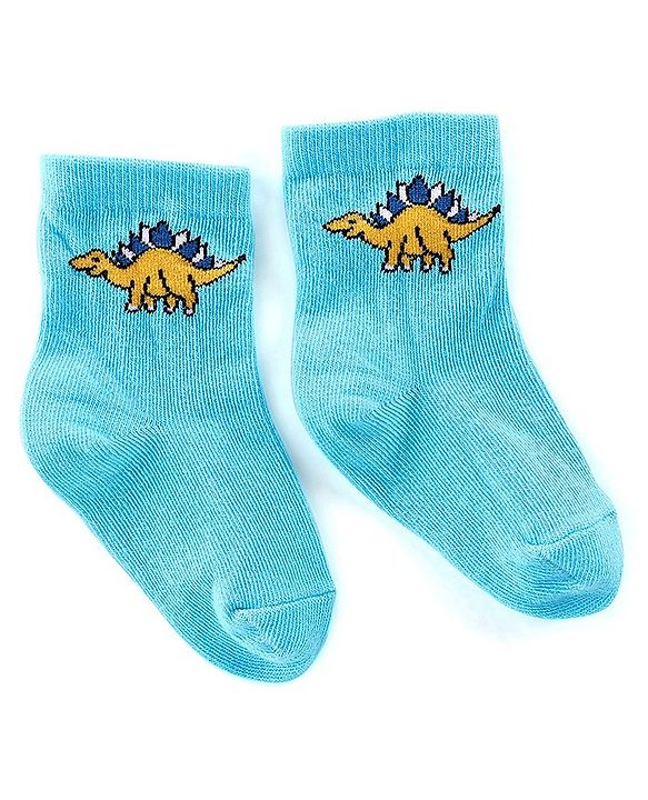 Cute Walk By Babyhug Anti-Bacterial Ankle Length Socks Stripes & Dino Design Pack Of 3 - Multicolor