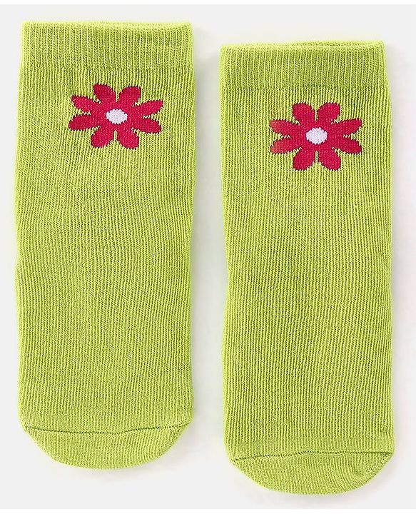 Cute Walk By Babyhug Anti-Bacterial Ankle Length Socks Floral Design Pack Of 3 - Multicolor