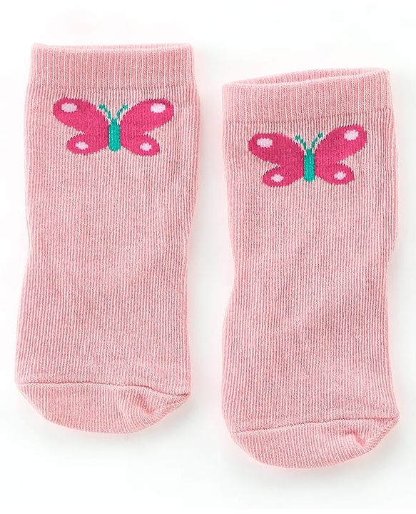 Cute Walk By Babyhug Cotton Non terry Anti Bacterial Ankle Length Socks Floral & Heart Design Pack Of 3- Multicolor