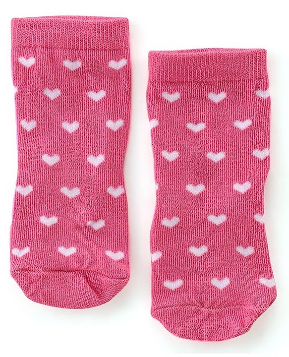 Cute Walk By Babyhug Cotton Non terry Anti Bacterial Ankle Length Socks Floral & Heart Design Pack Of 3- Multicolor