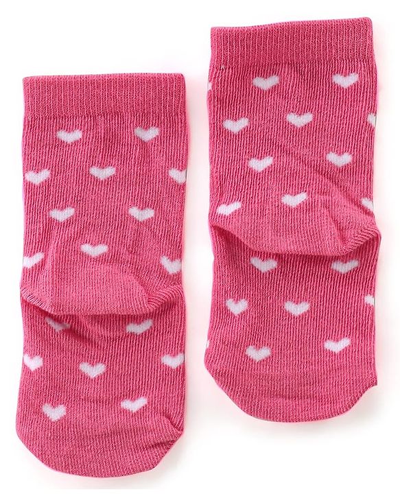 Cute Walk By Babyhug Cotton Non terry Anti Bacterial Ankle Length Socks Floral & Heart Design Pack Of 3- Multicolor