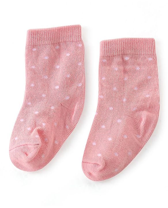Cute Walk By Babyhug Anti-Bacterial Ankle Length Socks Dotted & Bunny Design Pack Of 3- Maroon  Pink & White