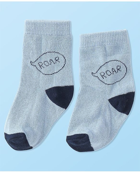 Cute Walk by Babyhug Anti-Bacterial Ankle Length Socks Dino Design Pack of 5 - Blue & Grey