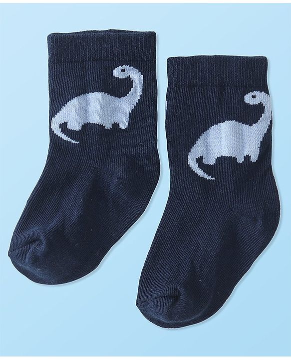 Cute Walk by Babyhug Anti-Bacterial Ankle Length Socks Dino Design Pack of 5 - Blue & Grey