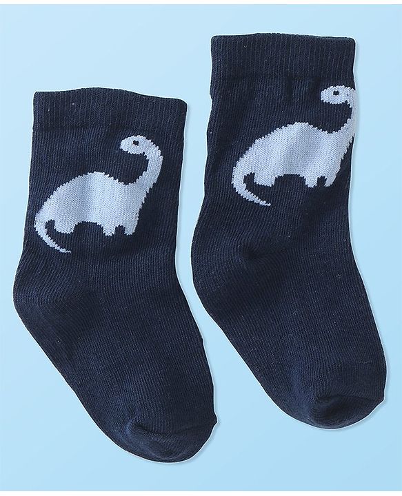 Cute Walk by Babyhug Anti-Bacterial Ankle Length Socks Dino Design Pack of 5 - Blue & Grey