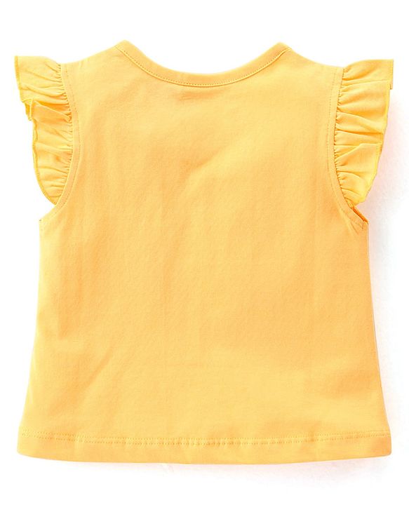 Babyhug Cotton Knit Half Sleeve Night Suit with Text Print - Yellow