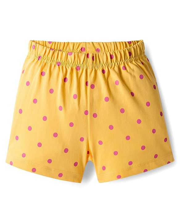 Babyhug Cotton Knit Half Sleeve Night Suit with Text Print - Yellow