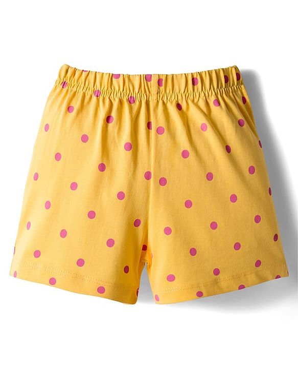 Babyhug Cotton Knit Half Sleeve Night Suit with Text Print - Yellow