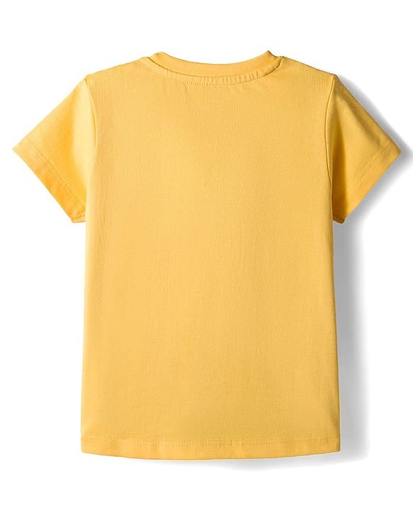 Babyhug Cotton Knit Half Sleeve Night Suit with Text Print - Yellow