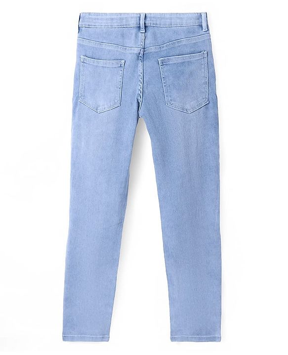 Pine Kids Cotton Rich Full Length Stretchable Denim Ripped and Washed - Ice Blue