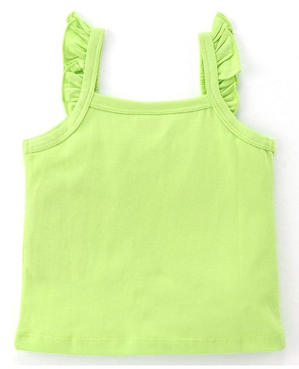 Babyhug Cotton Single Jersey Knit Sleeveless Night Suit Strawberry & Polka Dot Print - Green