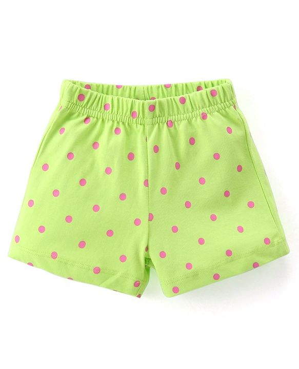 Babyhug Cotton Single Jersey Knit Sleeveless Night Suit Strawberry & Polka Dot Print - Green