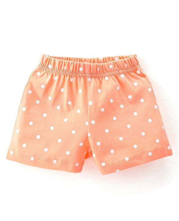 Babyhug Cotton Knit Flutter Sleeve Night Suit with Floral Applique Print - Orange
